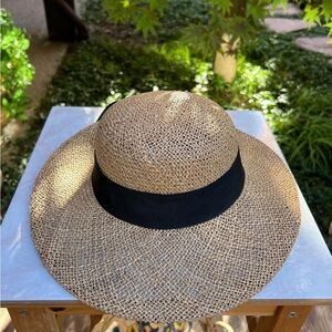 Stylish Tan Straw Hat with Black Band